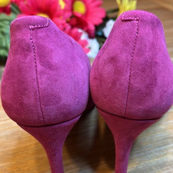 GIBSON latimer fuchsia suede peep toe heel size 6.5M - Picture 7 of 11
